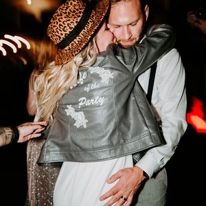 Wife of the Party grey leather jacket